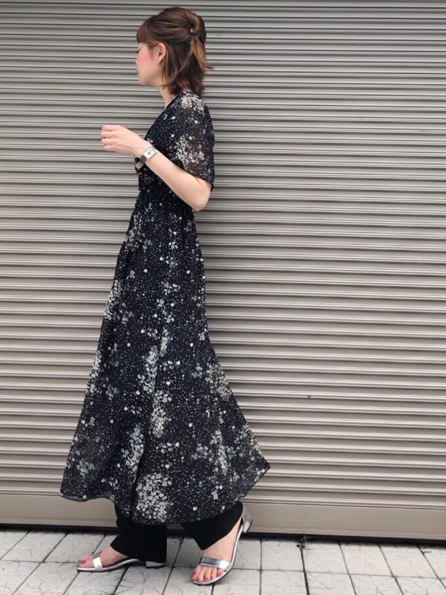 ふりふ　カシュクール　ロングワンピース 全開カシュクールロングワンピース 花柄ワンピース Vネック[品番