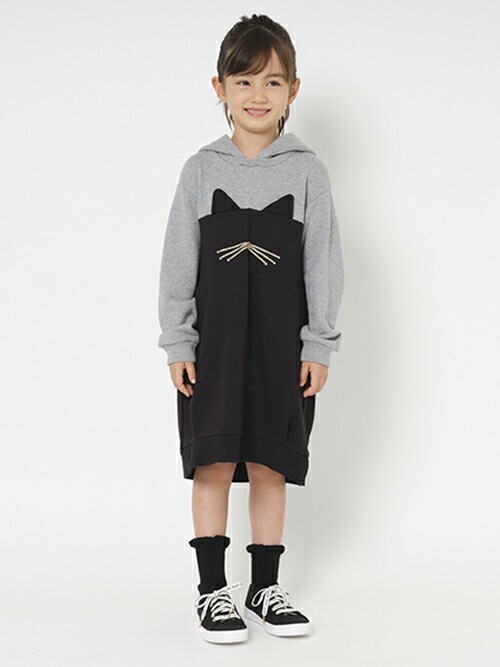 フード付きブルースウェットワンピース Kate spade 130cm 子供新品 アウトレット ショップベビー・キッズ - フード付きブルースウェット