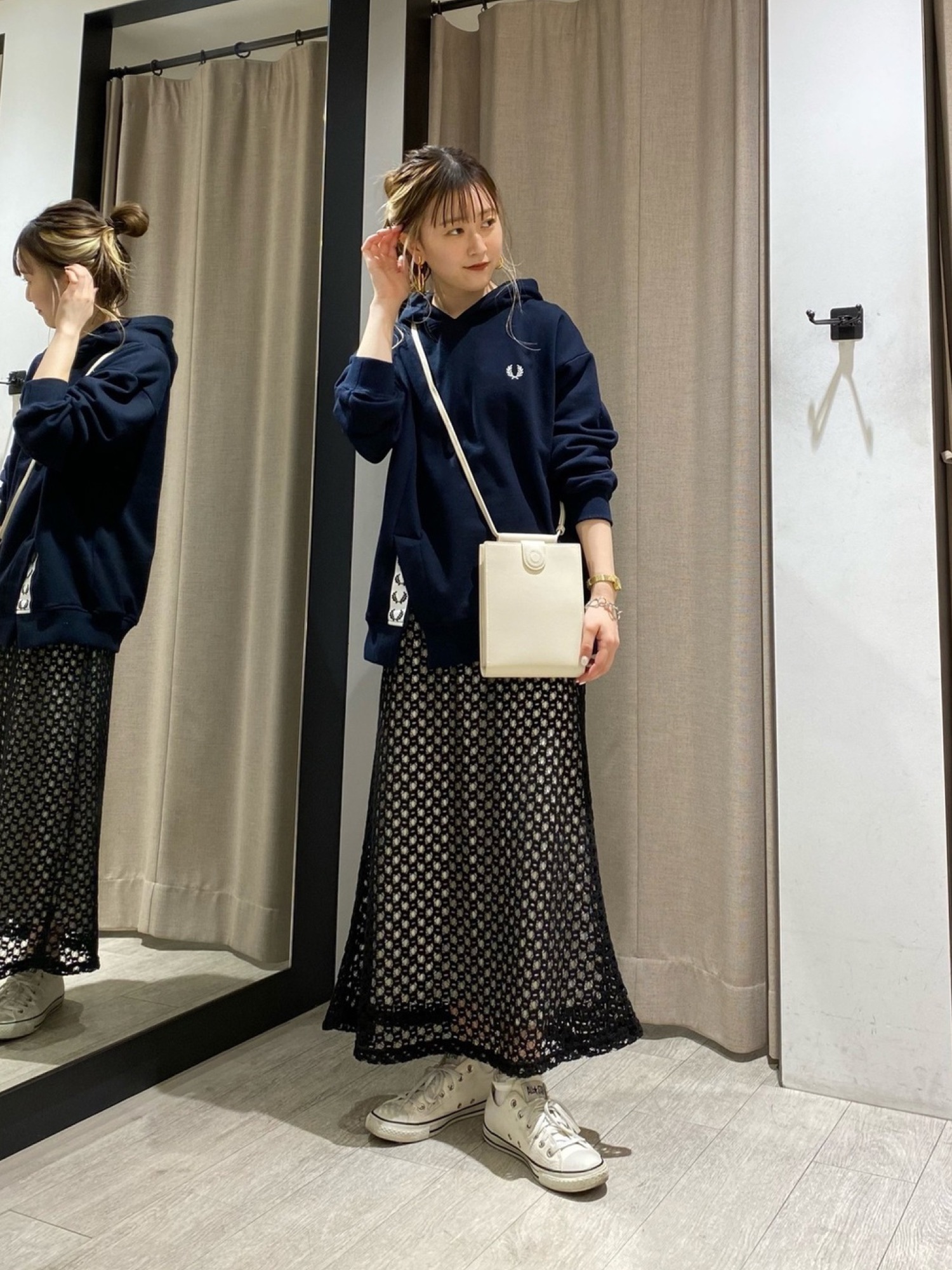 試着のみ　fred  perry スリットフーディ Cropped Ripstop Parka(S X86：TENNIS BLUE): | FRED PERRY JAPAN