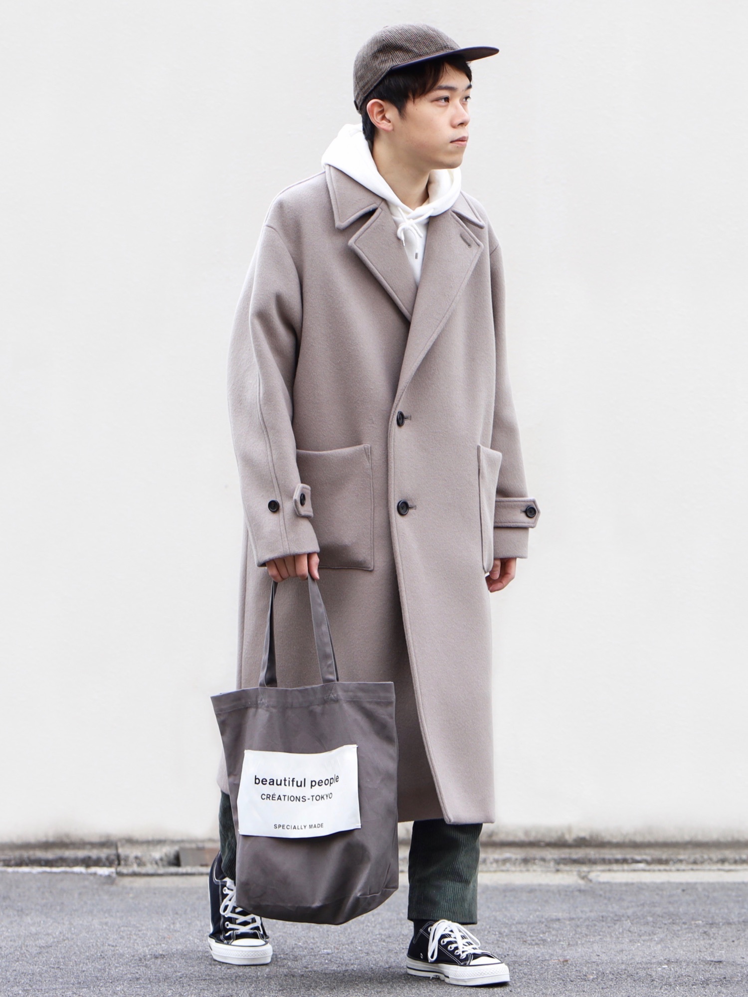 PUBLIC TOKYO カシミアメルトンオフセットコート PUBLIC TOKYO（パブリックトウキョウ）の「カシミアメルトンオフセット