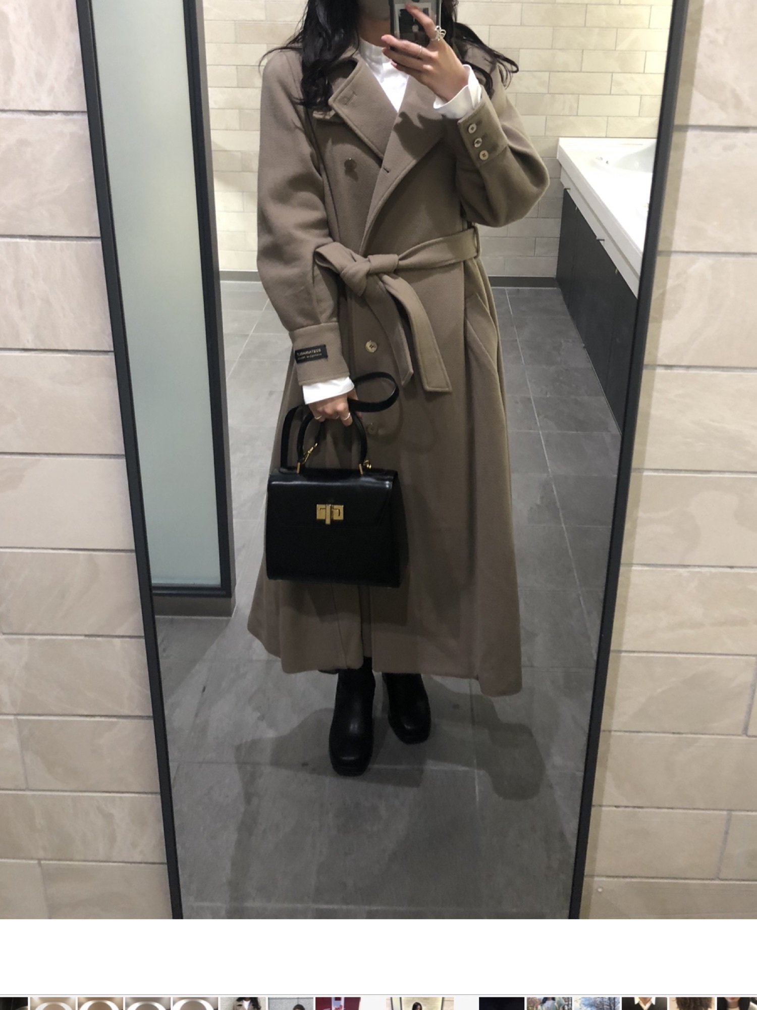 【美品】Ameri POOFY FLARE LONG COAT ベージュ S Ameri POOFY FLARE LONG COAT
