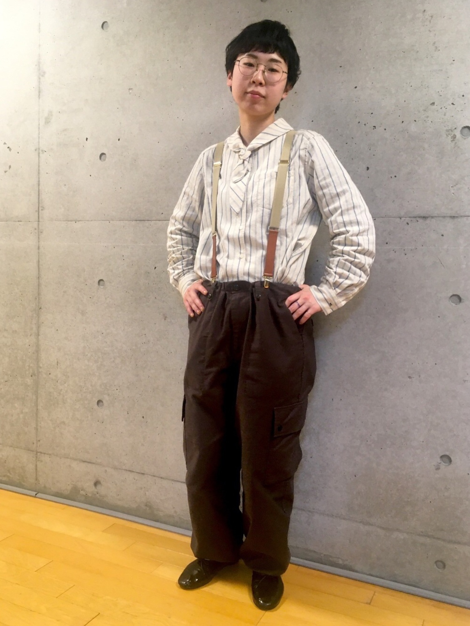PAR ICI（パーリッシィ）の「無地/ストライプ スカーフ衿