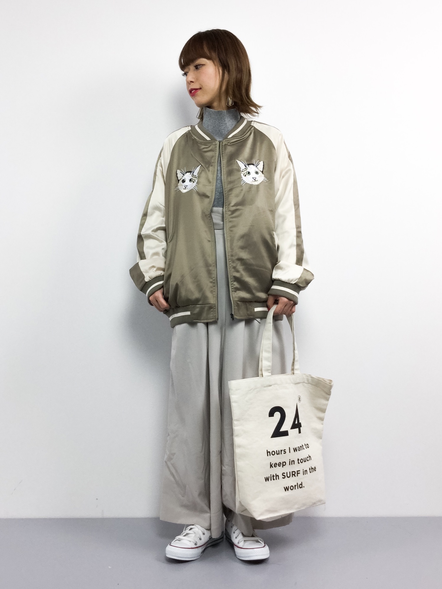 archives（アルシーヴ）の「【WEB限定】猫刺繍スカジャン