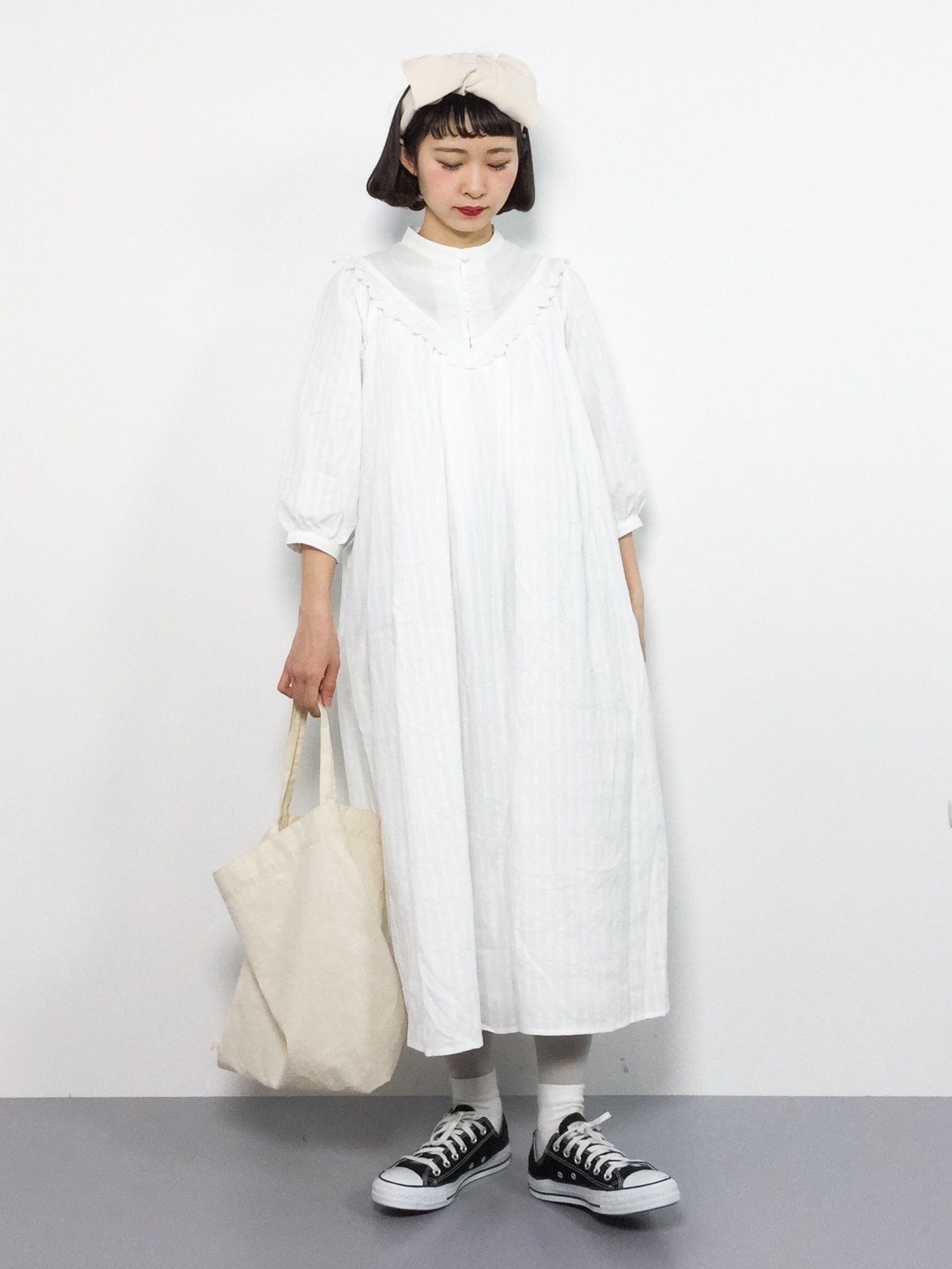 MERLOT（メルロー）の「V字フリル切替ワンピース7356（シャツ