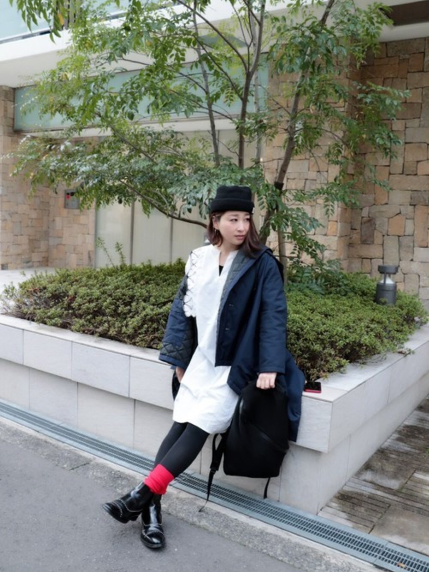 COMME des GARCONSのポンチョを使った人気ファッションコーディネート