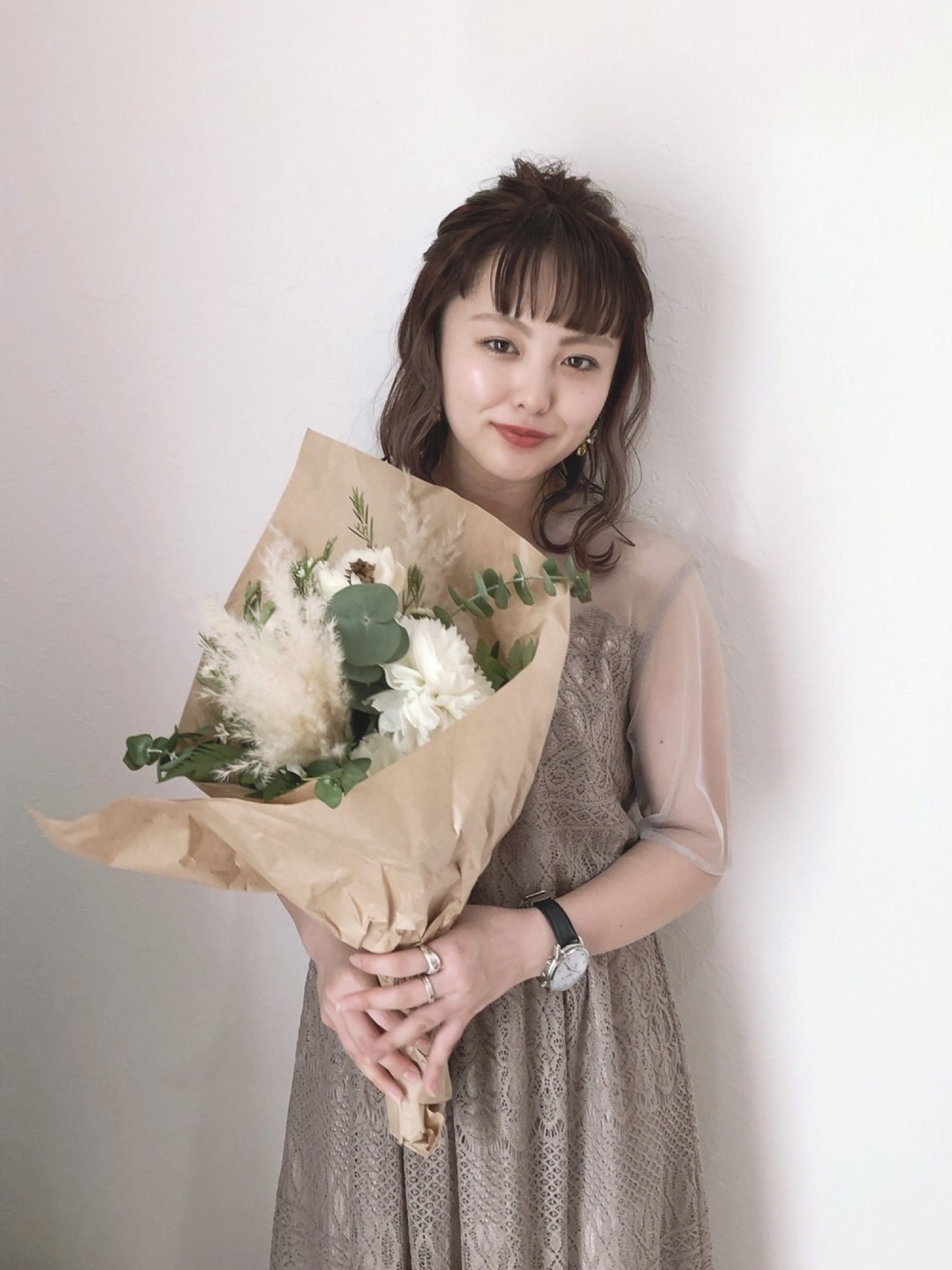 【にじにじ✨】ナノユニバース aperi❤️サイズ36✨袖レースワンピース NANO universe（ナノユニバース）の「Aperi/シアー切り替えレース