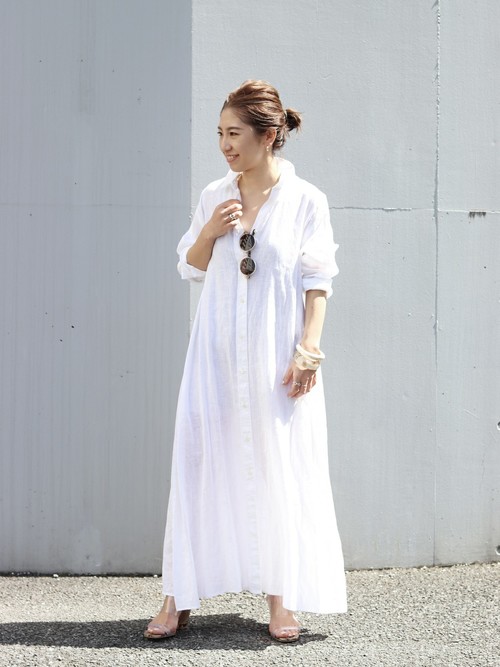 Plage Linen Flaredワンピース ストライプ ホワイト サイズ38 plage（プラージュ）の「Linen Flared ワンピース2