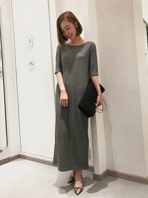 o*e様 完売品　2025SS plage 五分袖リブワンピース38 plage（プラージュ）の「リブ5分袖ワンピース◇（ワンピース