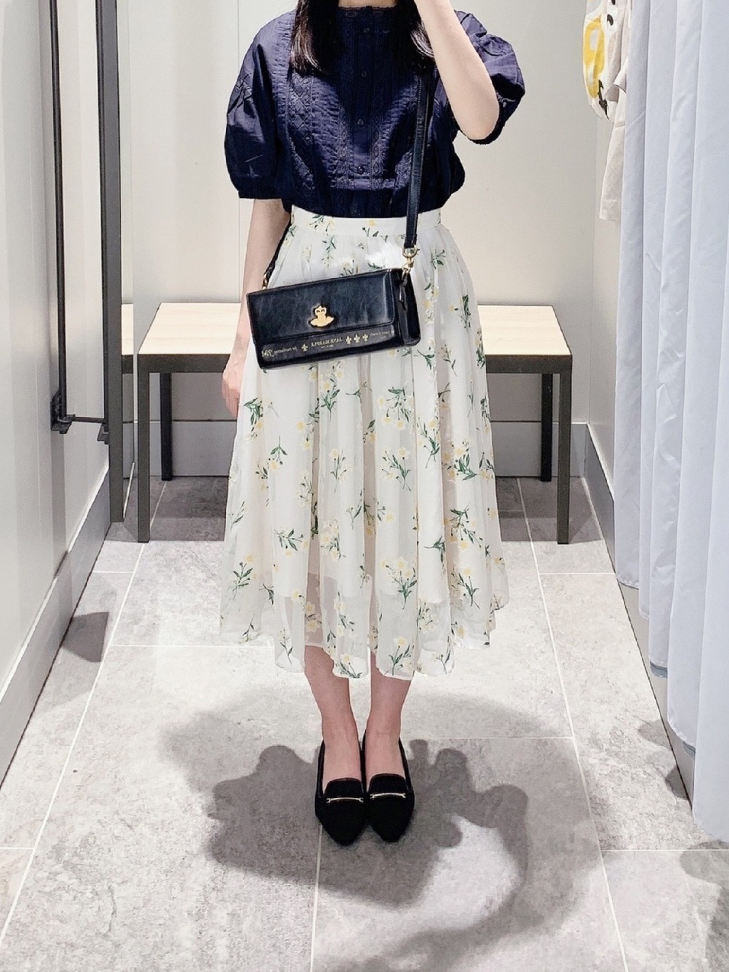 【お値下げ中 新品 未使用 美人百花掲載 】Noela ノエラ2wayスカート Noela（ノエラ）の「ぼかし花柄シャイニースカート（スカート