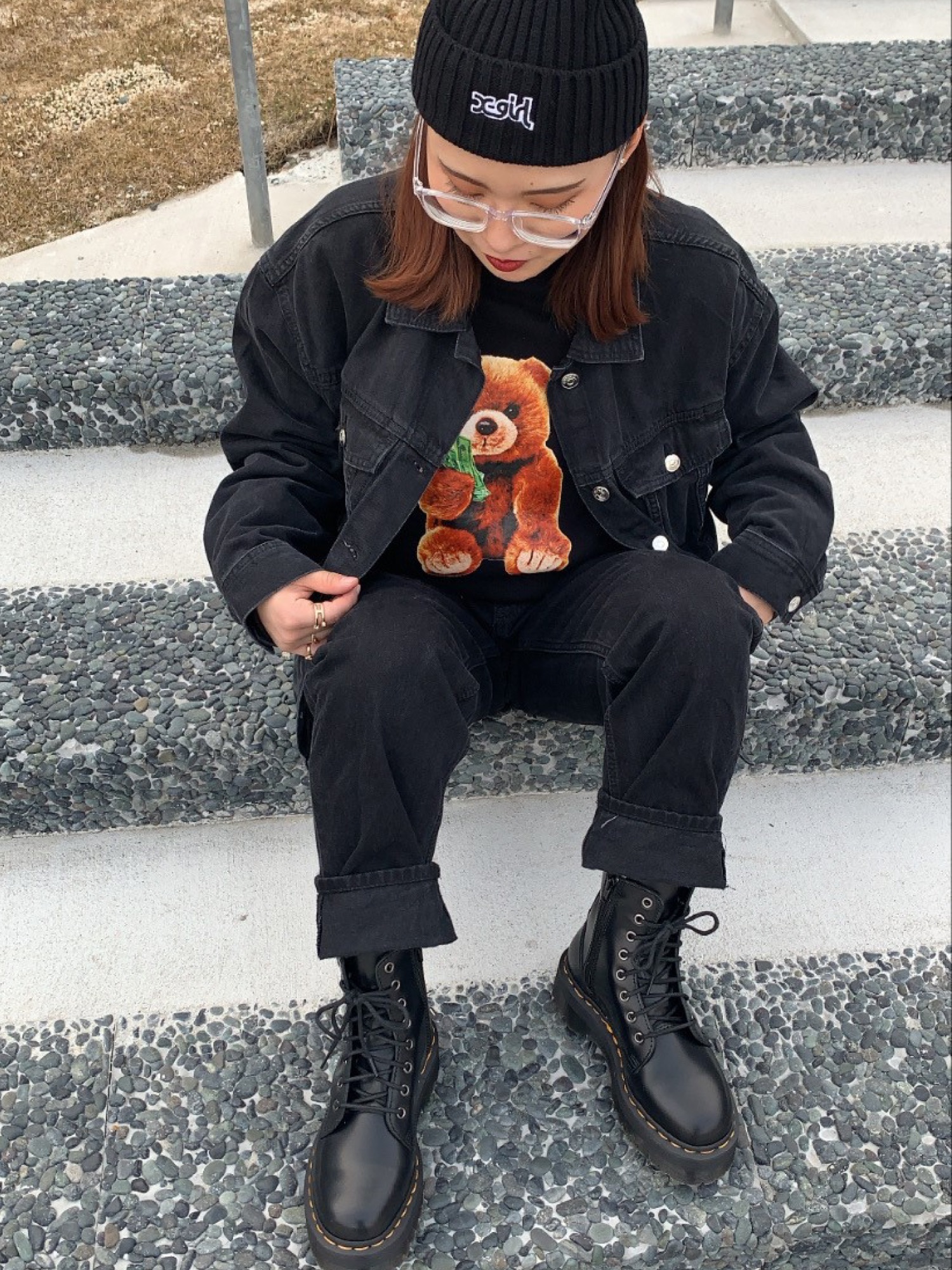 X-girl（エックスガール）の「X-girl x YURINO TEDDY BEAR CREW SWEAT 