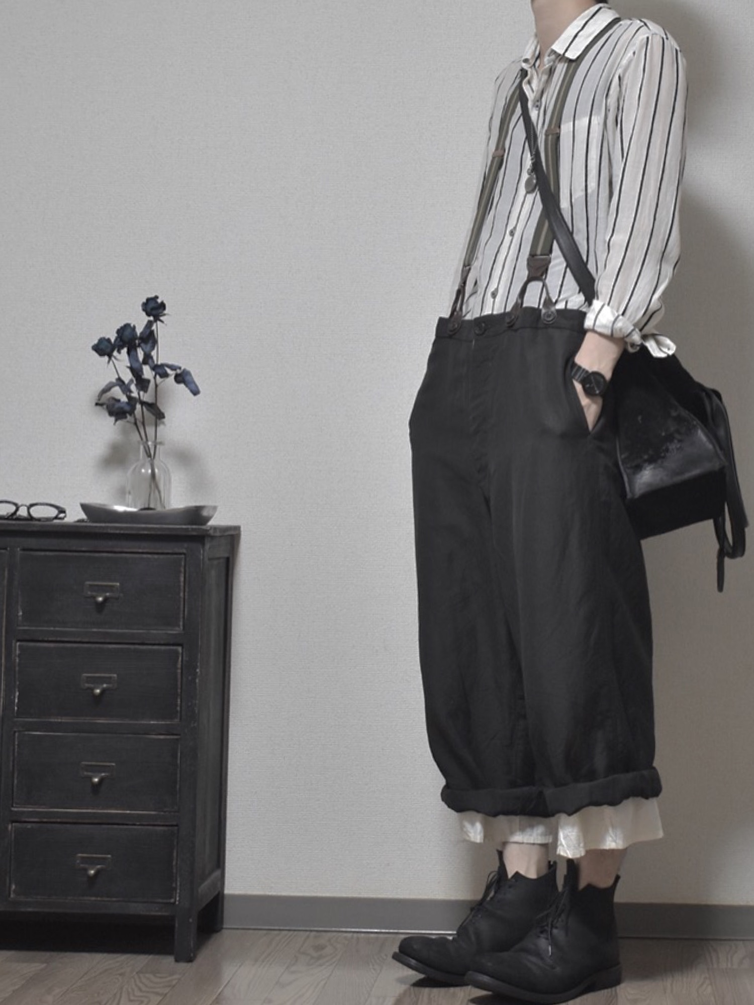 ANN DEMEULEMEESTER 2008SS 裾裏ストライプパンツ XS