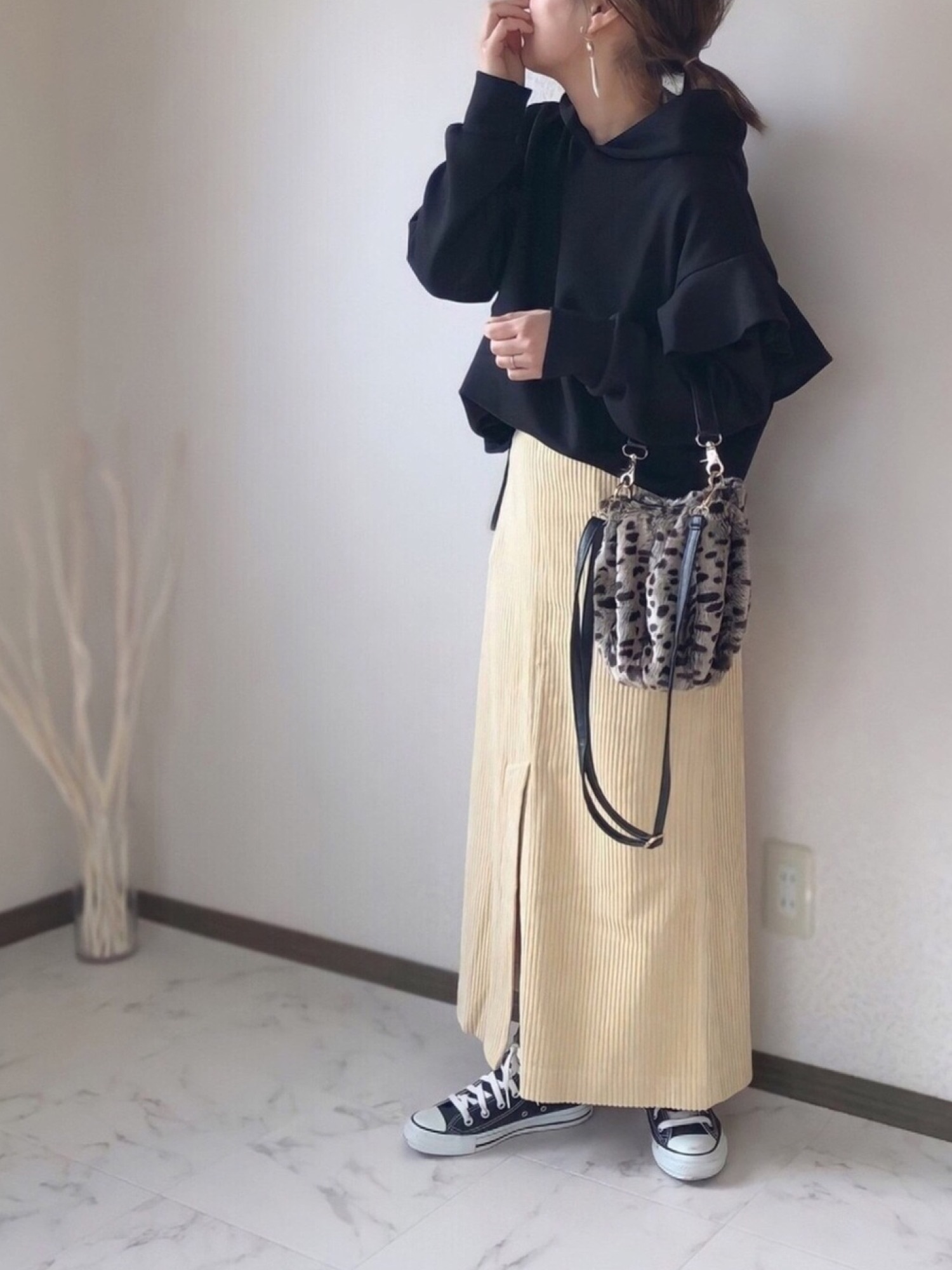 ほぼ新品　定価¥17,600　アダムエロペ　福田織物　コーデュロイロングスカート