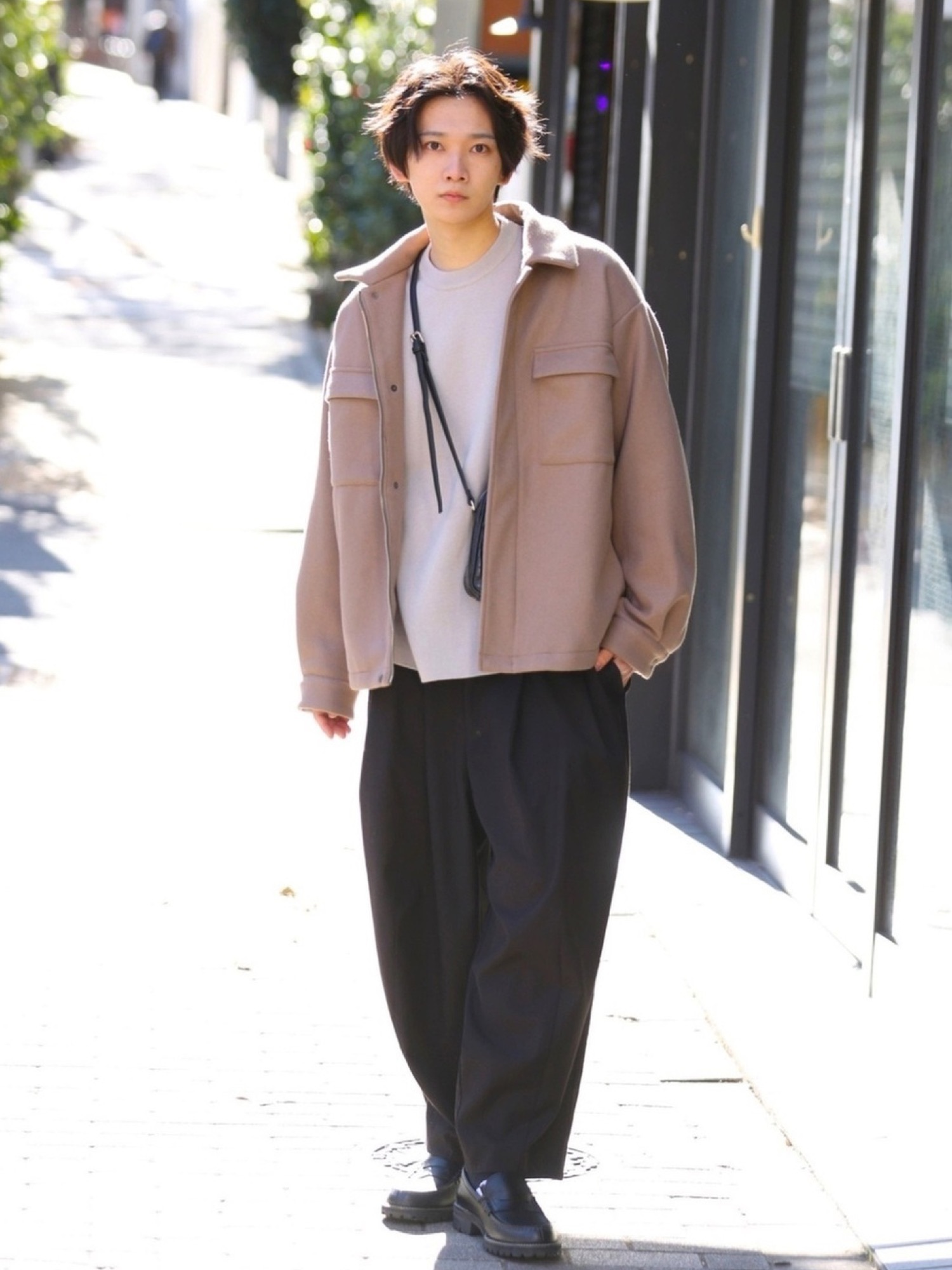 Lui'sのオリジナルファブリックウール混 オーバージャケット