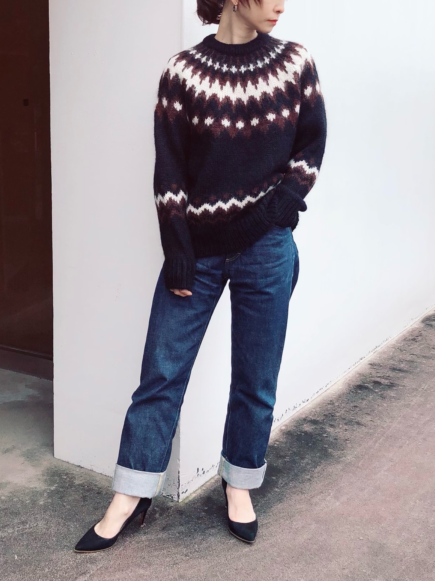 BATONERのアイテムを使った「ノルディックニット」の人気ファッション