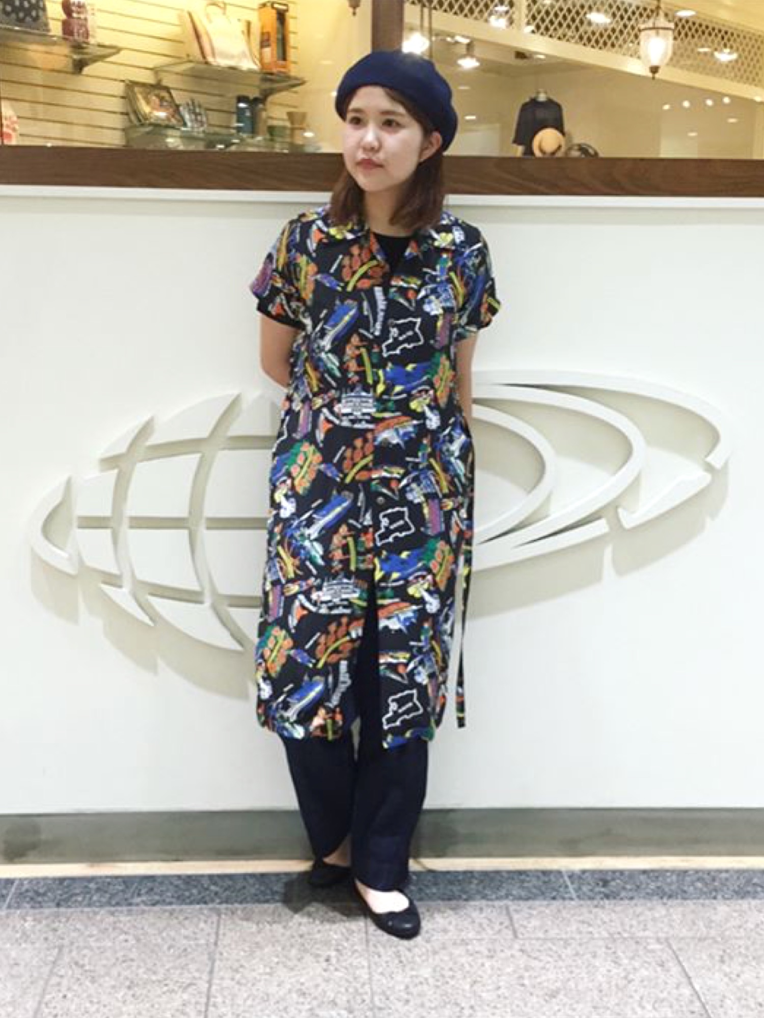 Sun Surf × BEAMS BOY シャツワンピース SUN SURF ×BEAMS シャツワンピース 総柄 ブラック ベルト BEAMS