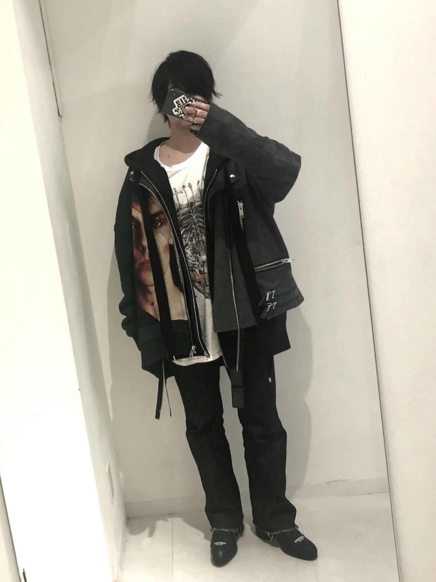 kidillキディル バックプリントオーバーサイズライダースコート KIDILL