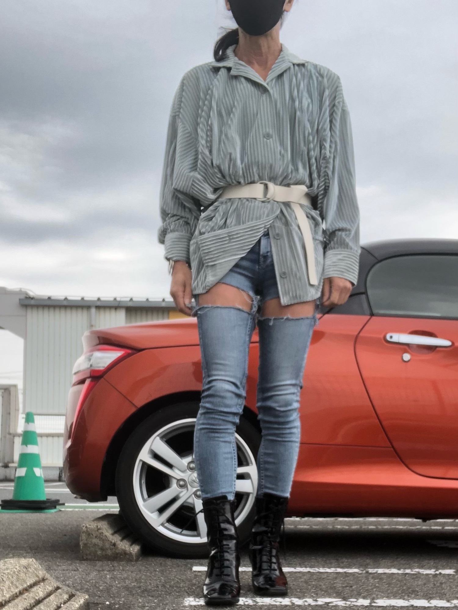 GYDA（ジェイダ）の「garterデザインスキニーデニムパンツ（デニム 