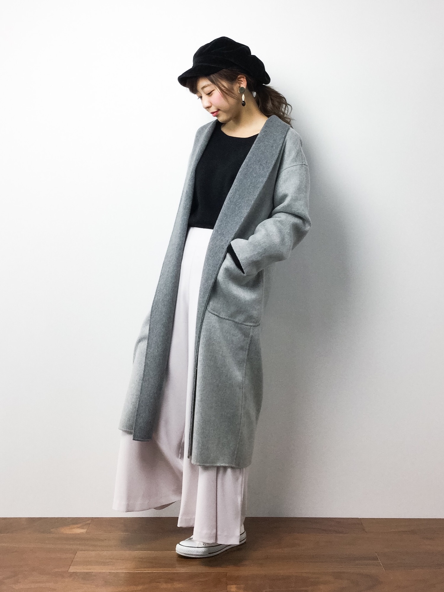 MADEMOISELLE ROPE' ロペ☆ショールカラーリバーガウンコート MADEMOISELLE ROPE' ロペ☆ショールカラーリバーガウンコート