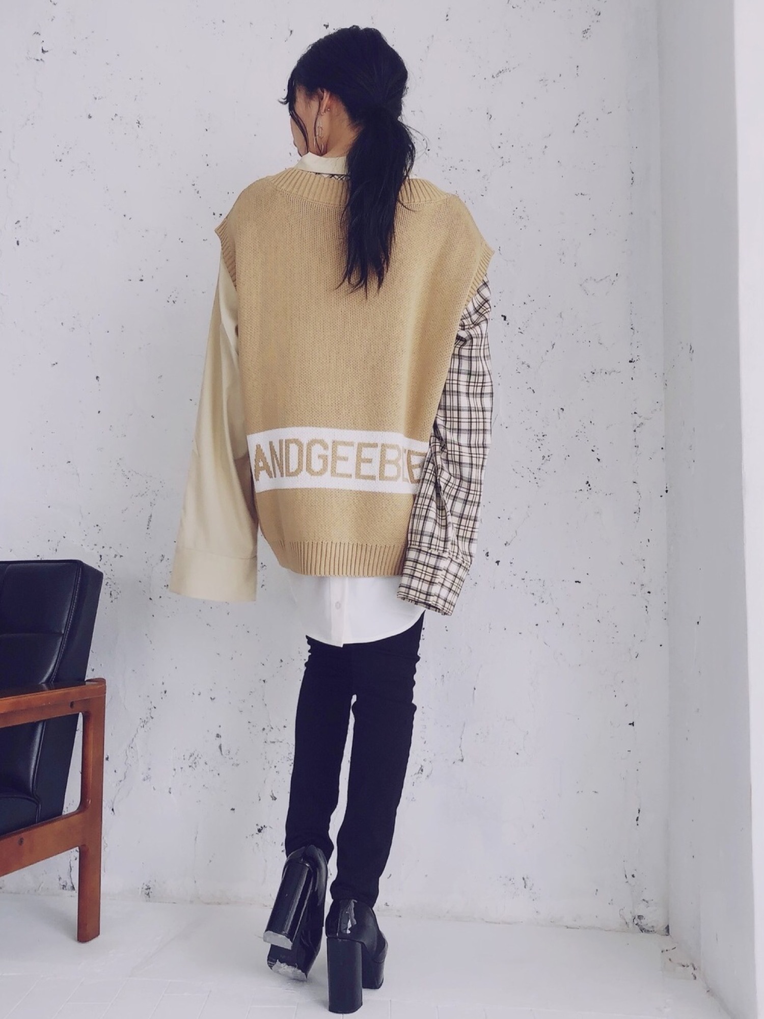 【UNISEX】パターンドッキングシャツ  ANDGEEBEE ANDGEEBEE（アンジービー）の「【UNISEX】パターンドッキングシャツ