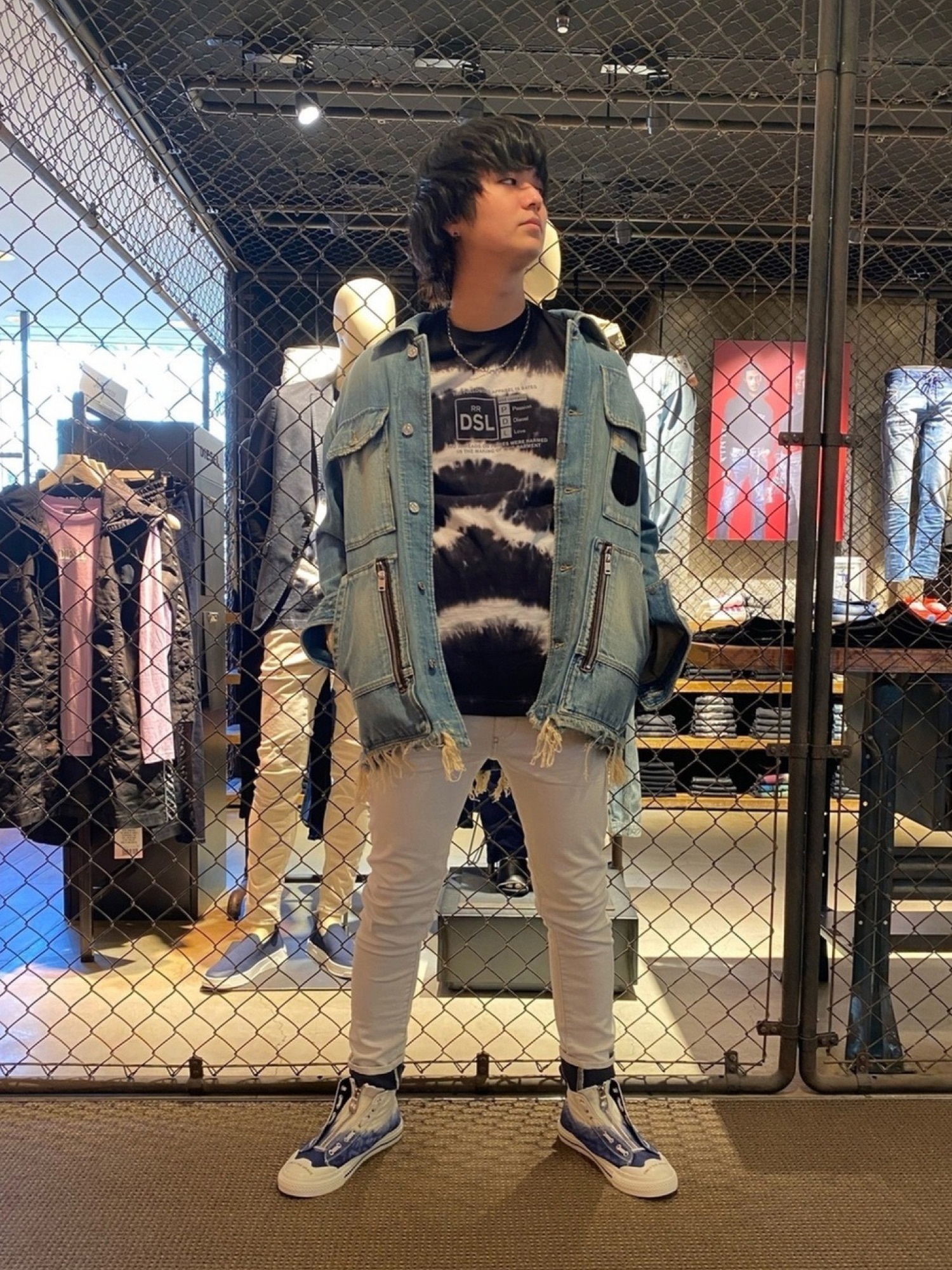 DIESEL サイドメタルロゴ ヘンプデニムジャケット DIESEL（ディーゼル）の「メンズ ジャケット デニムジャケット