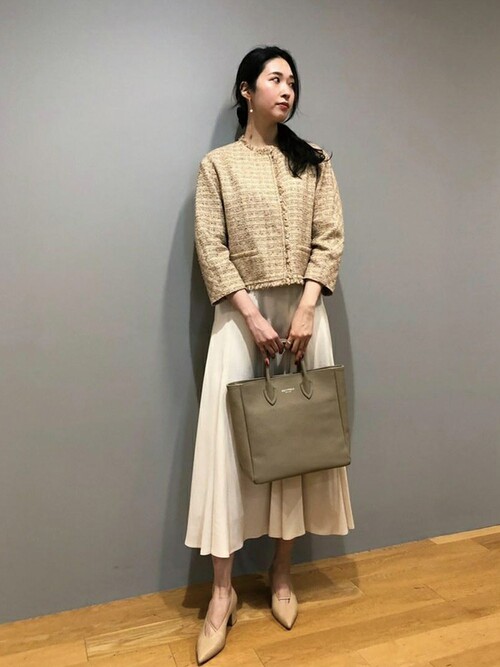 美品//ドレステリア　フリンジツィードジャケット　ホワイト定価3.9万　白　38 美品//ドレステリア フリンジツィードジャケット ホワイト定価