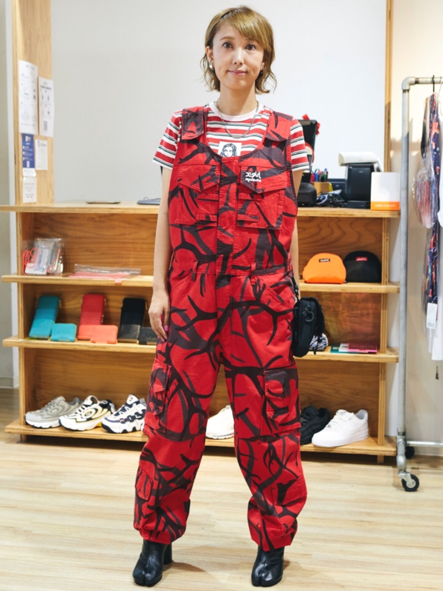 X-girl（エックスガール）の「X-girl x MADE ME CARGO OVERALLS 