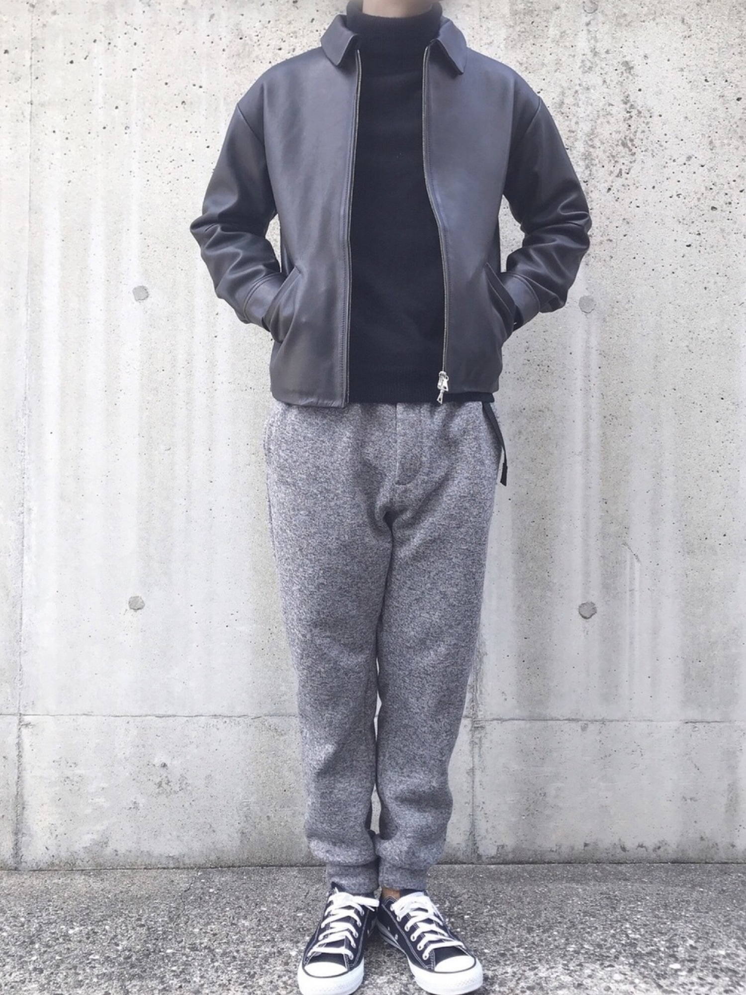 HARE ブラックレザー ドリズラーブルゾン UNIVERSAL PRODUCTS - レザードリズラーブルゾン - LEATHER