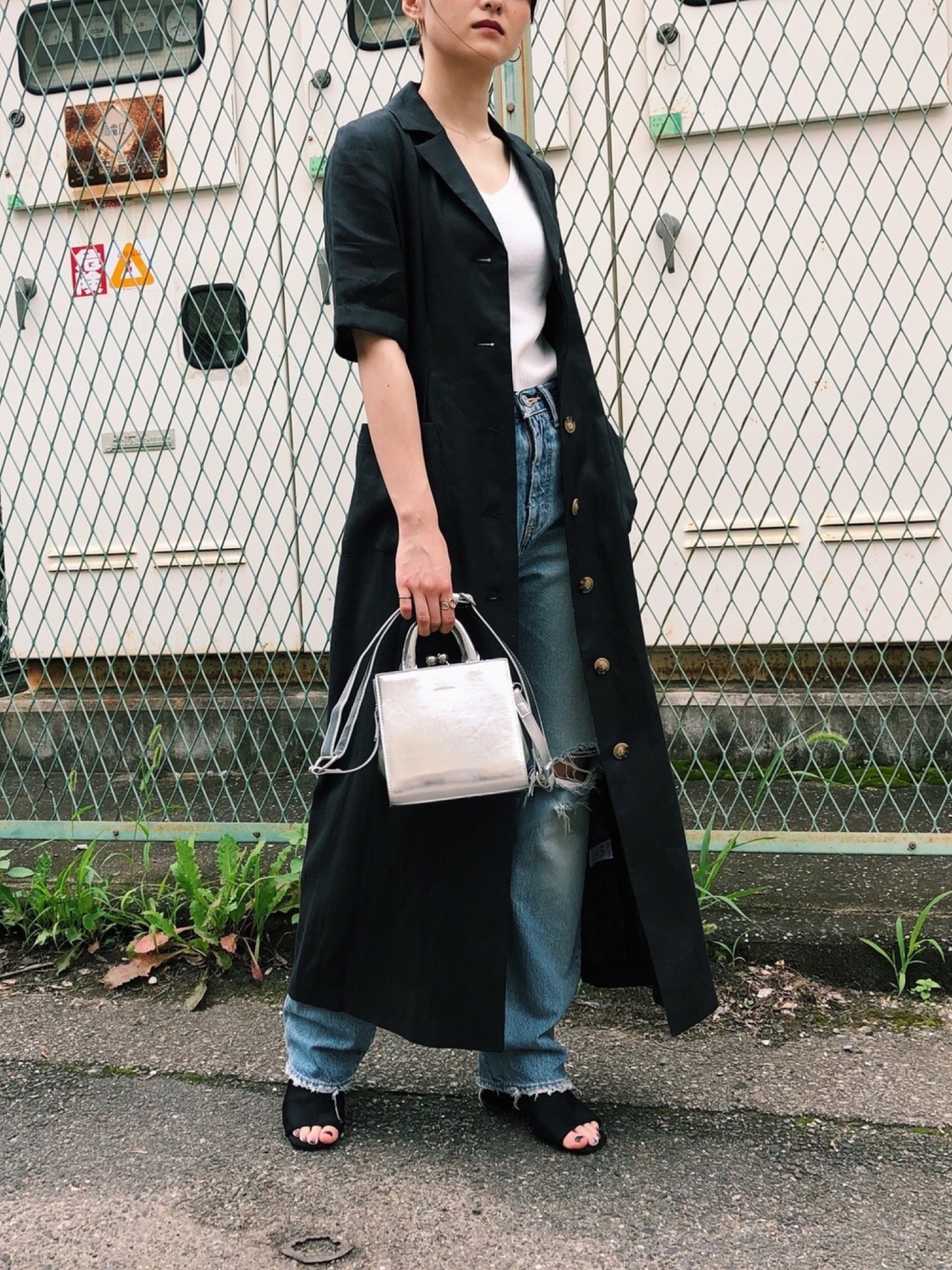 MOUSSYマウジー TUCK WAIST ジャケット ロングドレスワンピース② MOUSSY（マウジー）の「WAIST TUCK RUFFLE ドレス（ワンピース