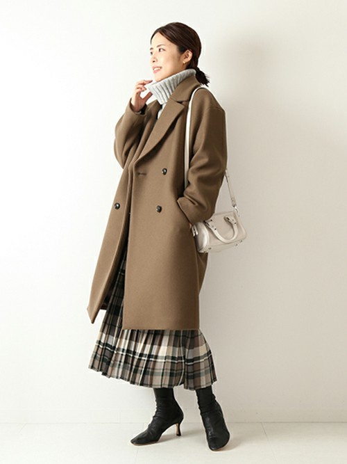 美品 スピックアンドスパンウールカシミヤ W二重織りメルトンコート ブラウン 20191209194841448.jpg