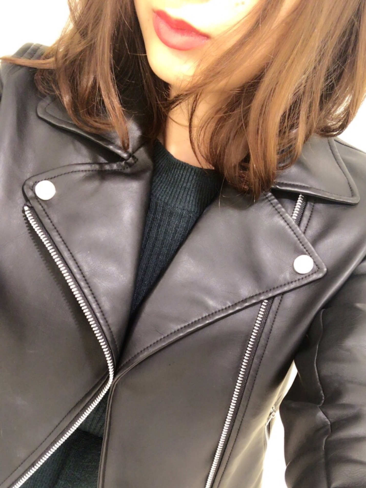 広瀬すずさんCM着用】 フェイクレザーライダースジャケットを