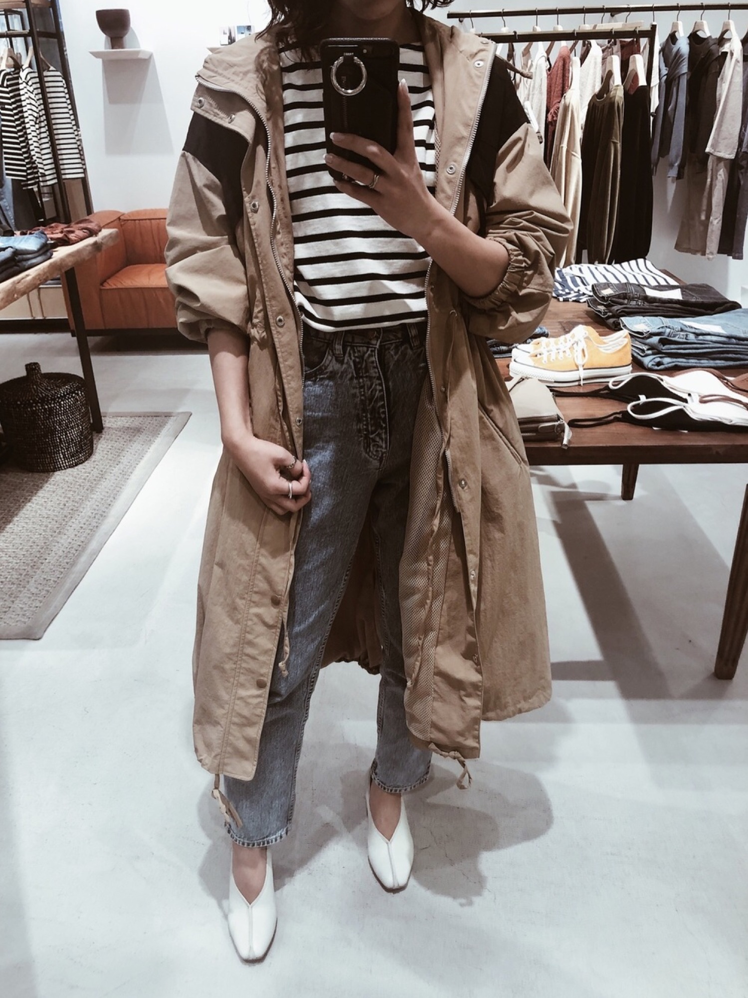 新品タグ付き！etre tokyoバイカラーフーデットコート セール】ダブル