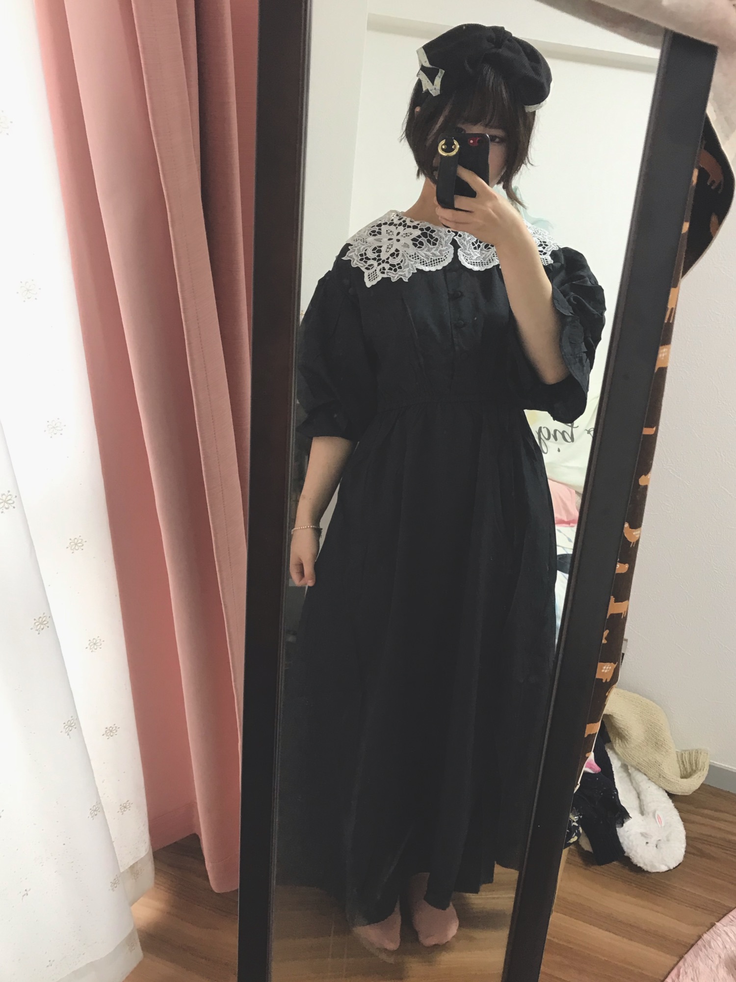 【美品】merry jenny パフ袖 ワンピース ブラック merry jenny flowerジャガードパフミニワンピース（ブラック
