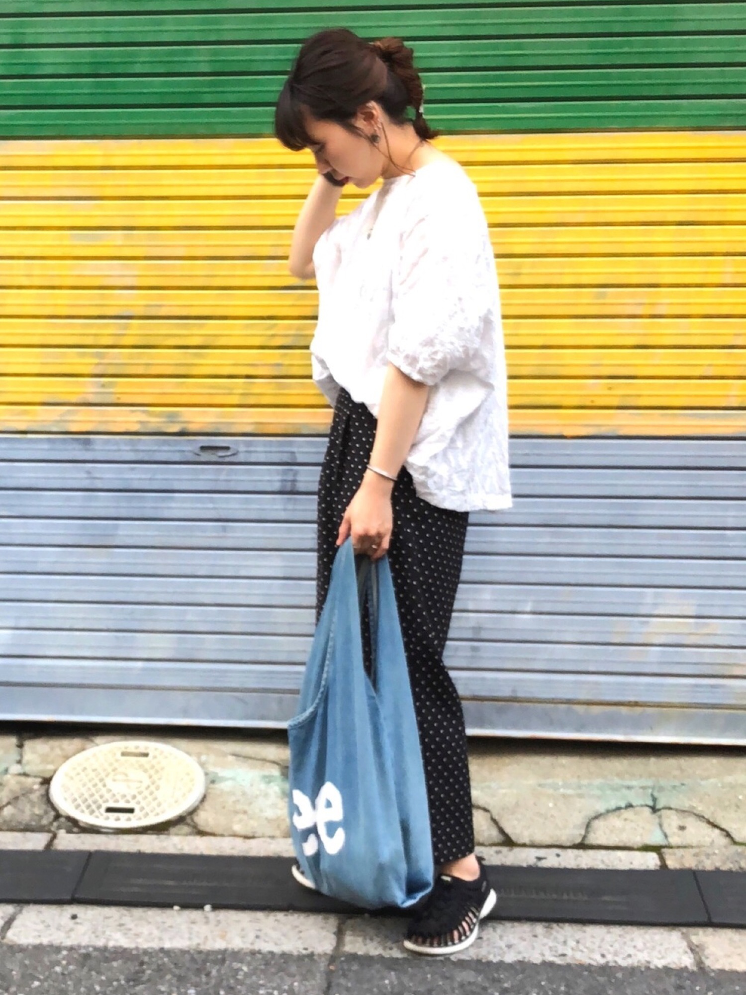 gomme(ゴム)★マキヒロシゲアトリエ★ワイドパンツ★着用1.2回★美品 GLOBAL WORK パンツ イージーケアチノコクーンワイドパンツ