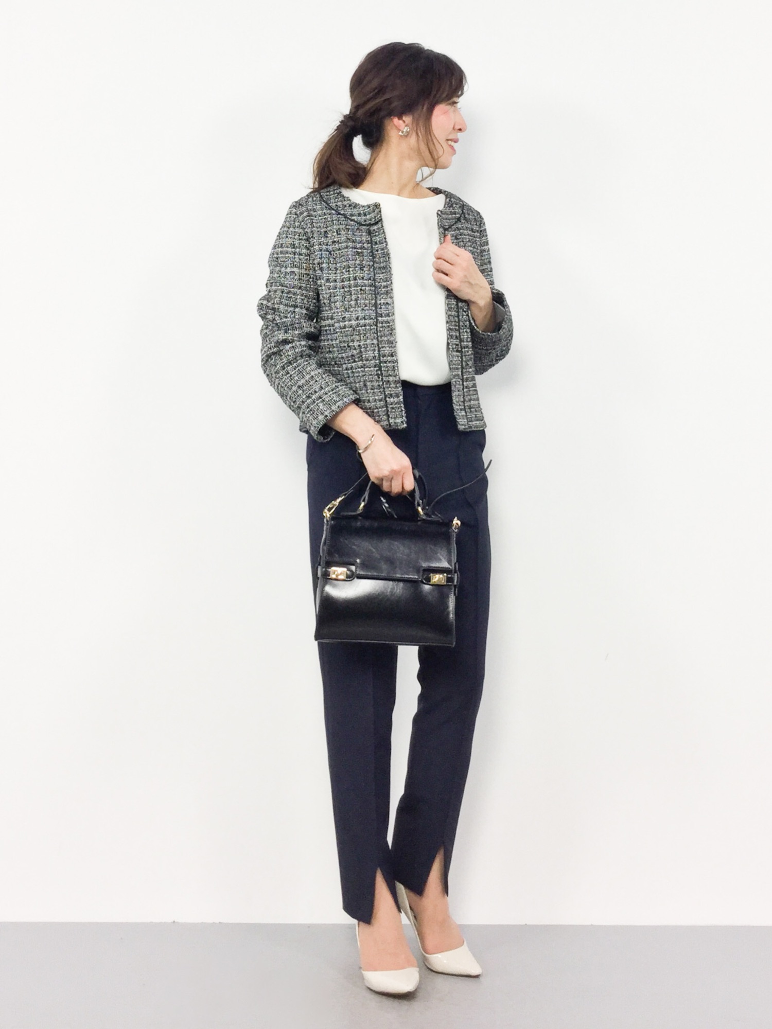 IENA 2018SS サテンボートネック ブラウス ネイビー イエナ セールサテンボートネックフレンチスリーブブラウス◇（シャツ