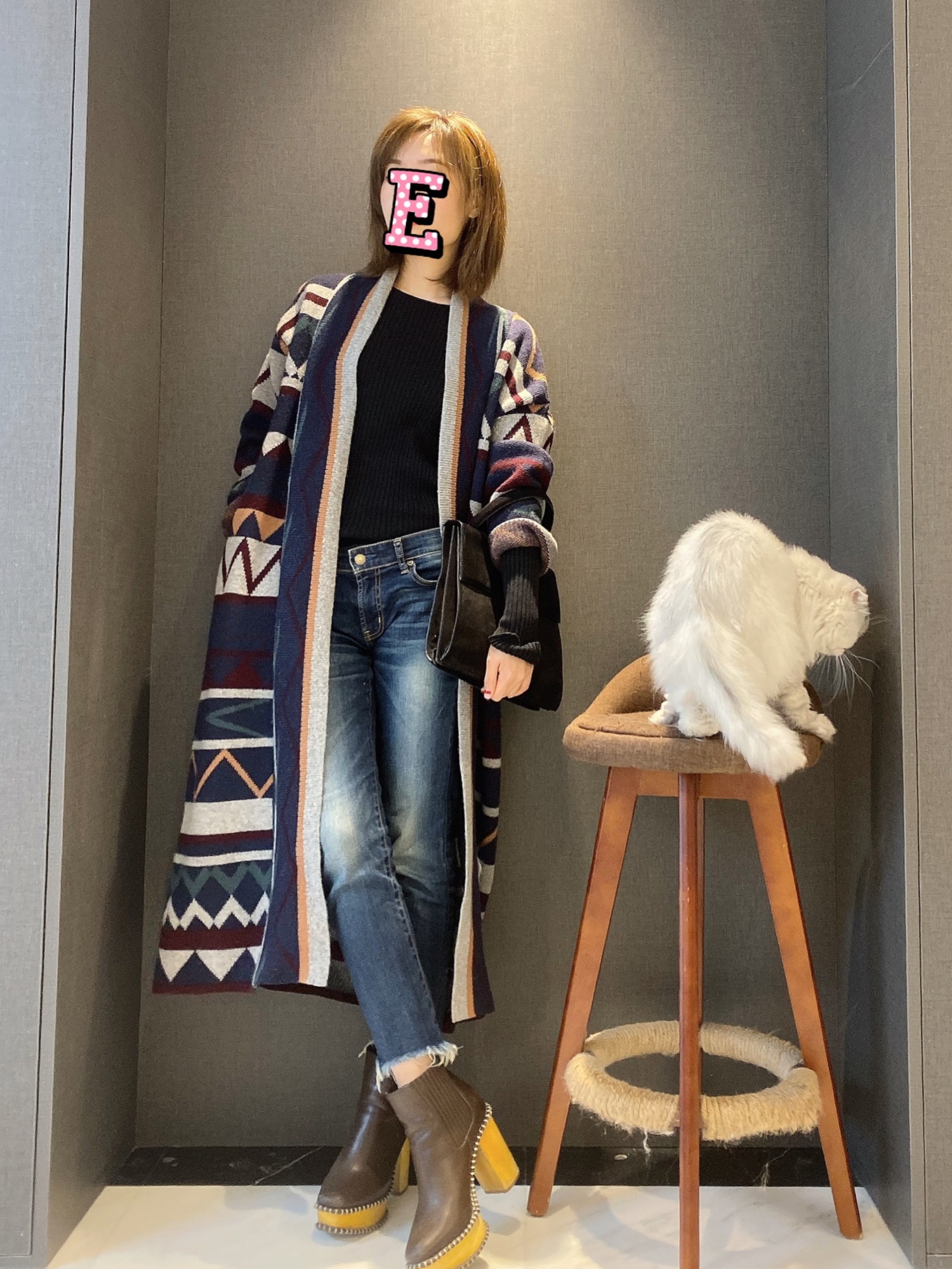 ungrid ジャガードニットガウン アングリッド ニット コート シャギー 