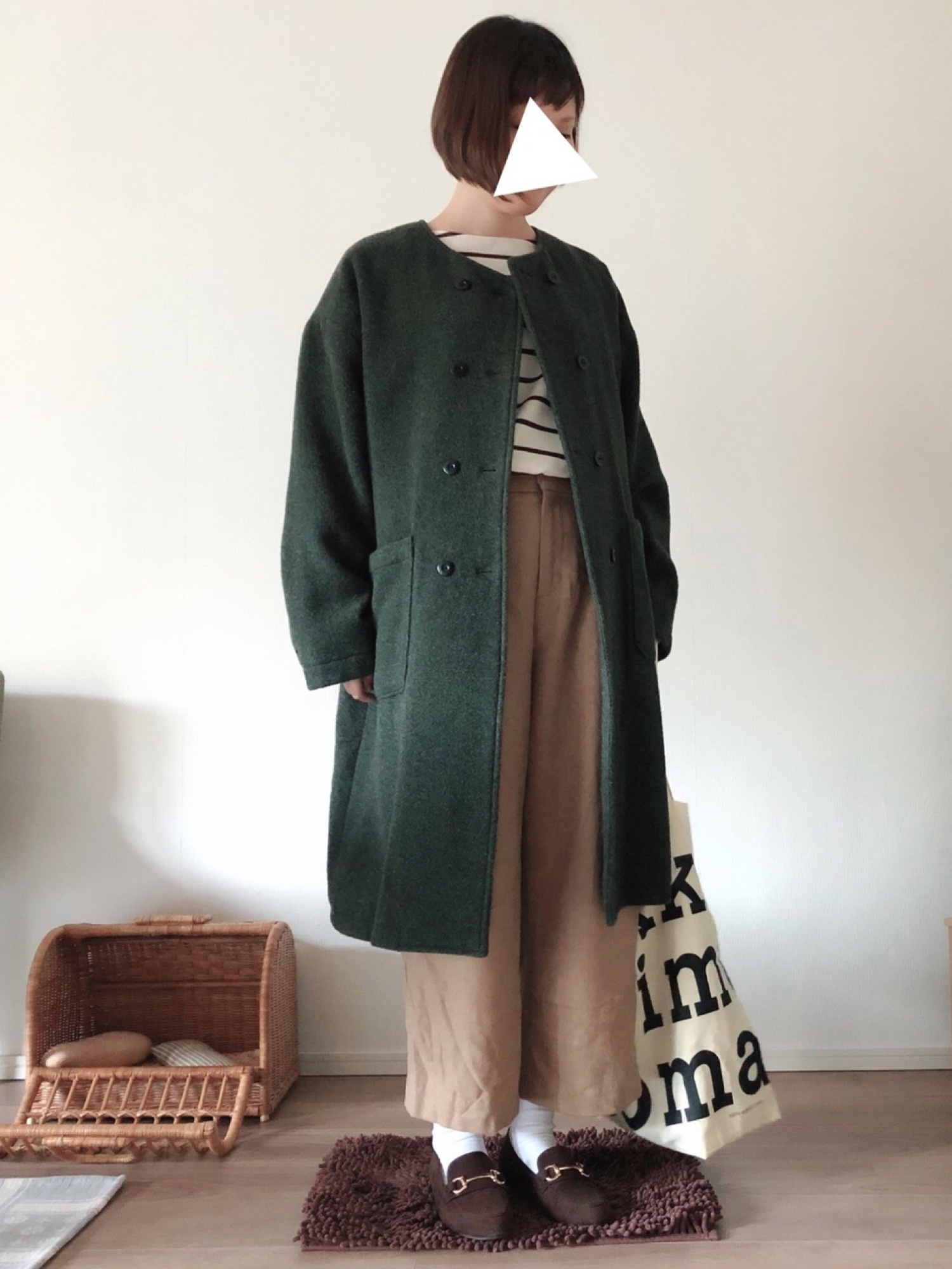 ロングコート PAR ICI パーリッシィ 圧縮ウールノーカラーコート