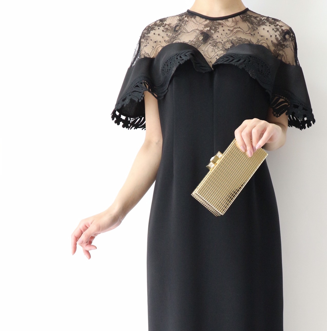 mame kurogouchi リバーレースクラシカルドレス ブラック 結婚式 - ドレス