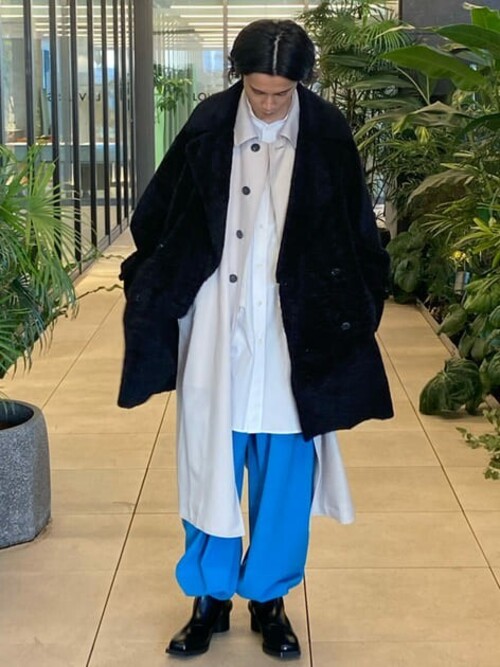 【美品】メゾンスペシャル　シャイニーボアプライムオーバーダブルハーフコート ユニセックスアイテム》シャイニーボアプライムオーバーダブルハーフ