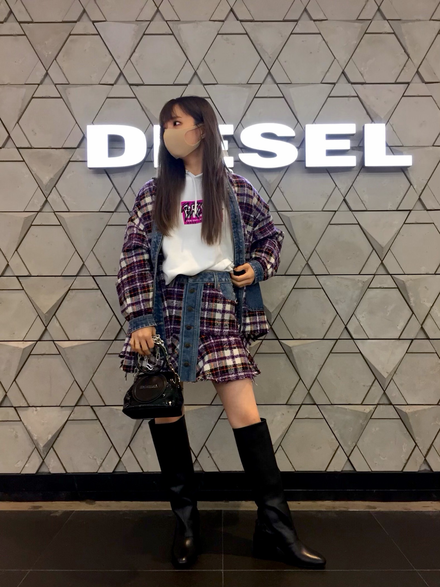 ✨希少✨DIESEL チェック柄 ブークレ デニム スカート 27 L ✨希少✨DIESEL チェック柄 ブークレ デニム スカート 27 L スカート