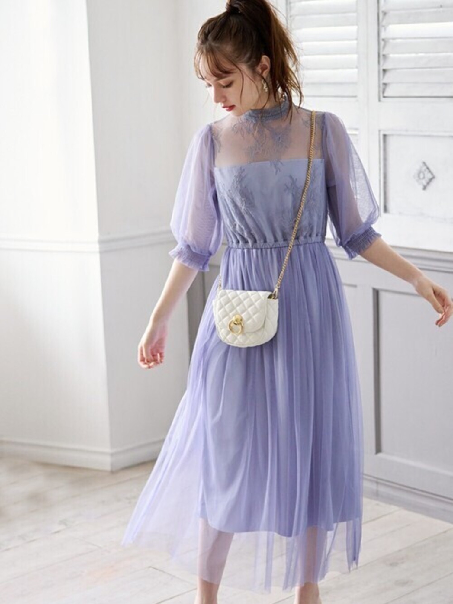 GRL（グレイル）の「花柄レースチュールワンピース（ワンピース）」 - WEAR 