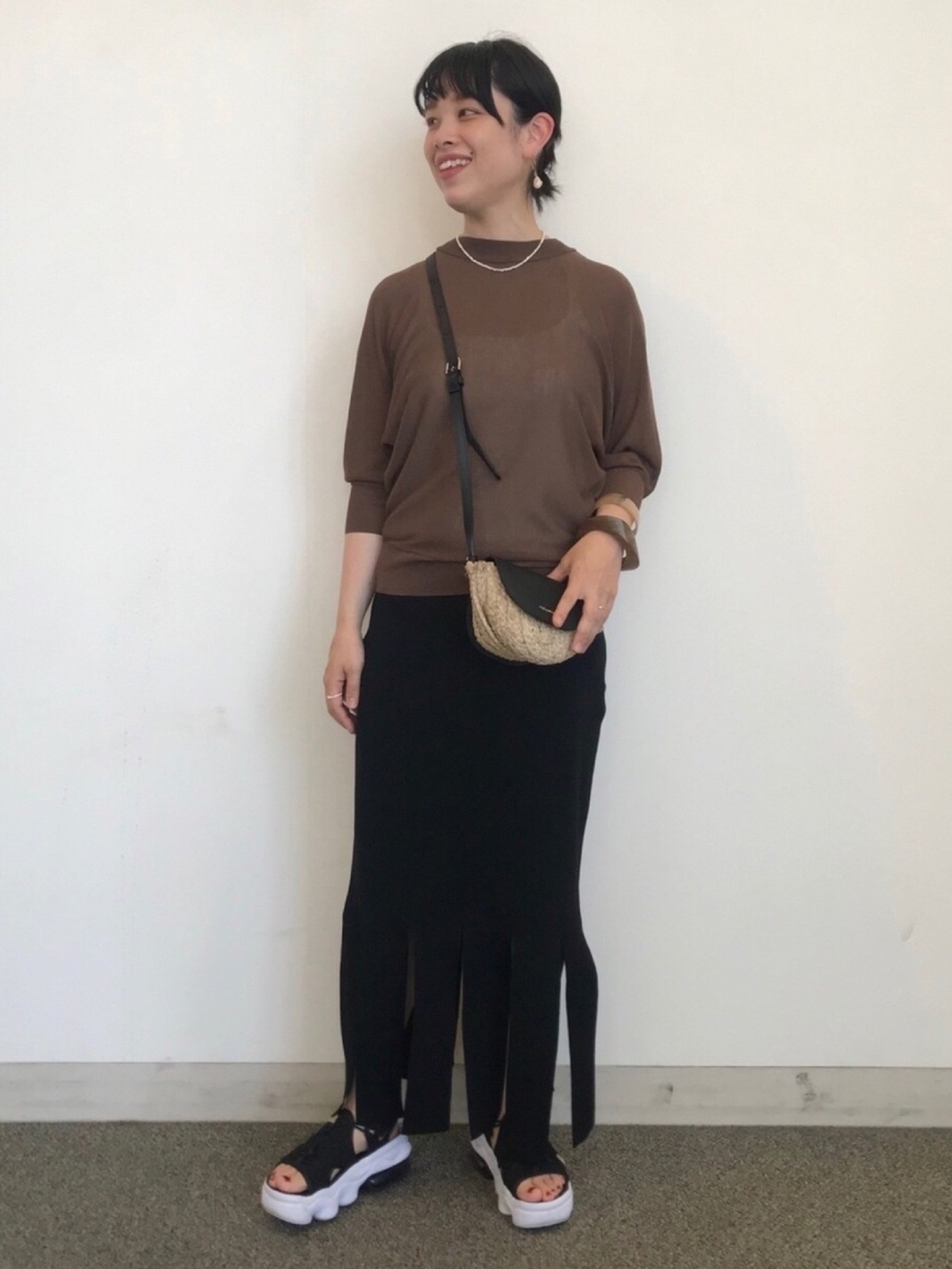 LE CIEL BLEU（ルシェルブルー）の「Strip Form Knit Skirt（スカート