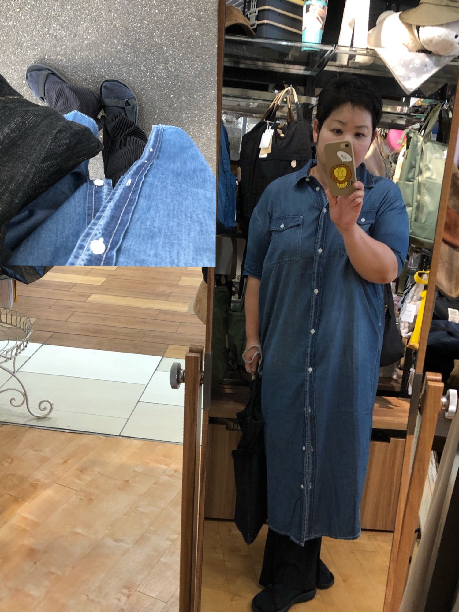 ★minagram★ ケンビス半袖デニムワンピースで爽やかコーデに 半袖デニムワンピース ＊を使った人気ファッション