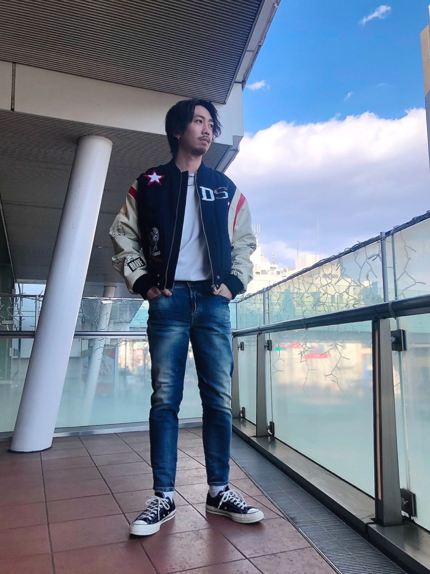 DIESEL（ディーゼル）の「メンズ ジャケット スタジャン レザー パッチ 