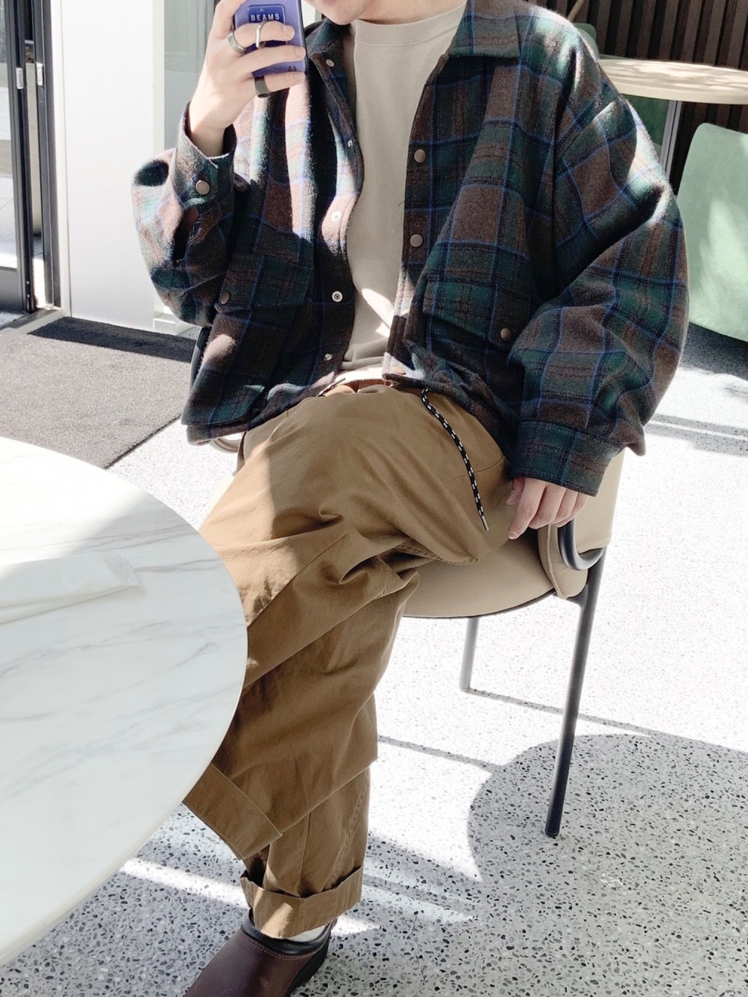 jieda チェックコーチジャケット jieda チェックコーチジャケット JieDa 19SS GINGHAM COACH JACKET (BEIGE)