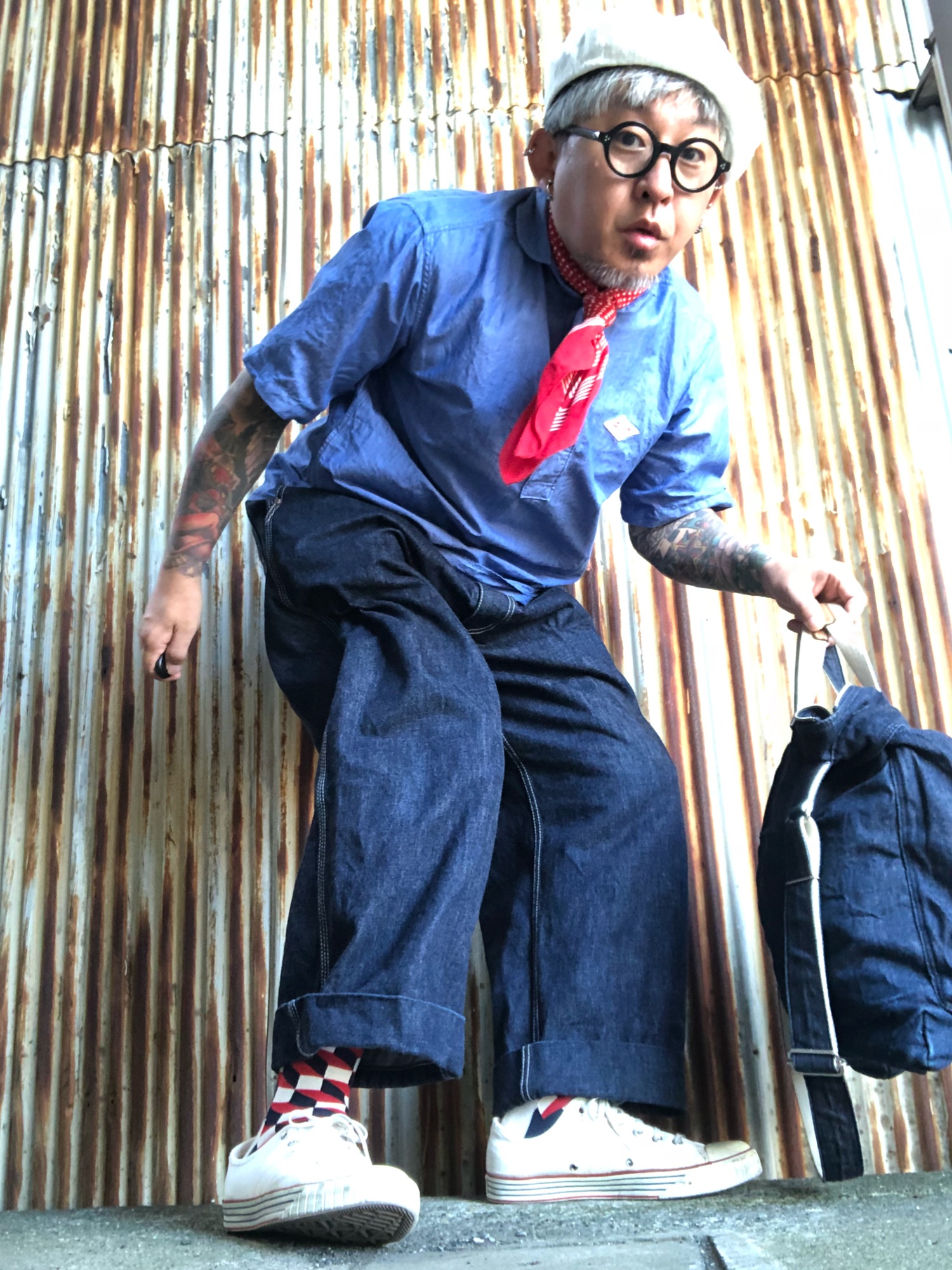 yokosakamoto】DENIM WIDE PANTSを使った人気ファッション 