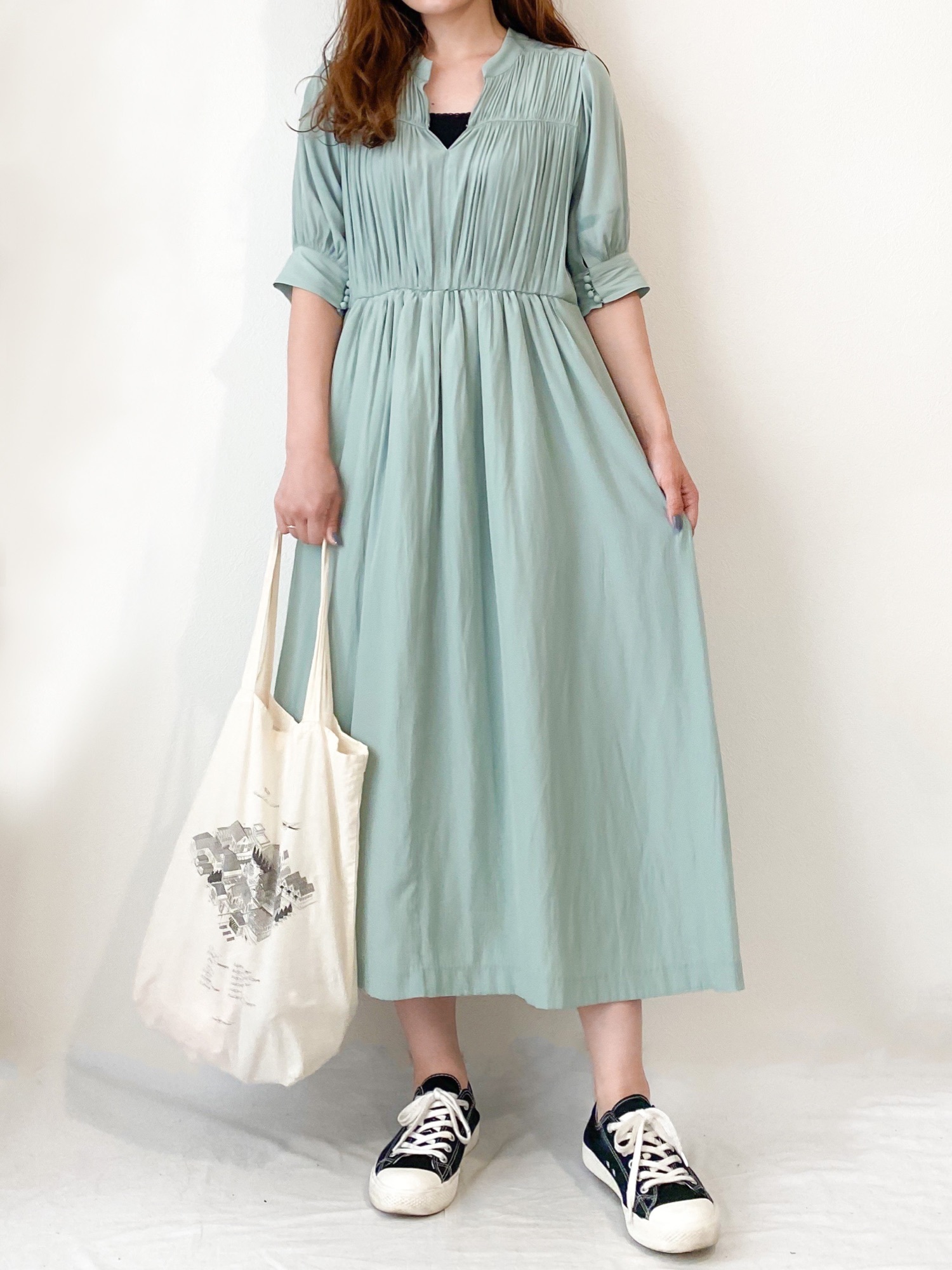 ☆ろば☆PUBLICTOKYO ミント ハイネックギャザーワンピース PUBLIC