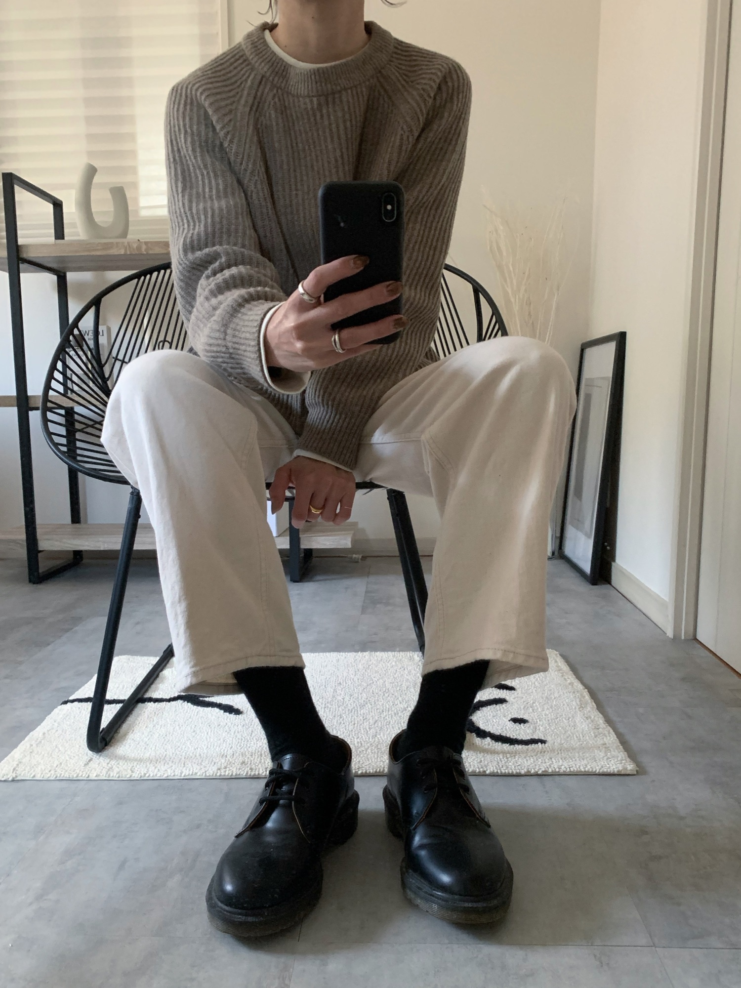 via j あぜラグランクルーネックニット　モカ CANAL JEAN via j ウール混あぜラグランクルーネックニット - メルカリ