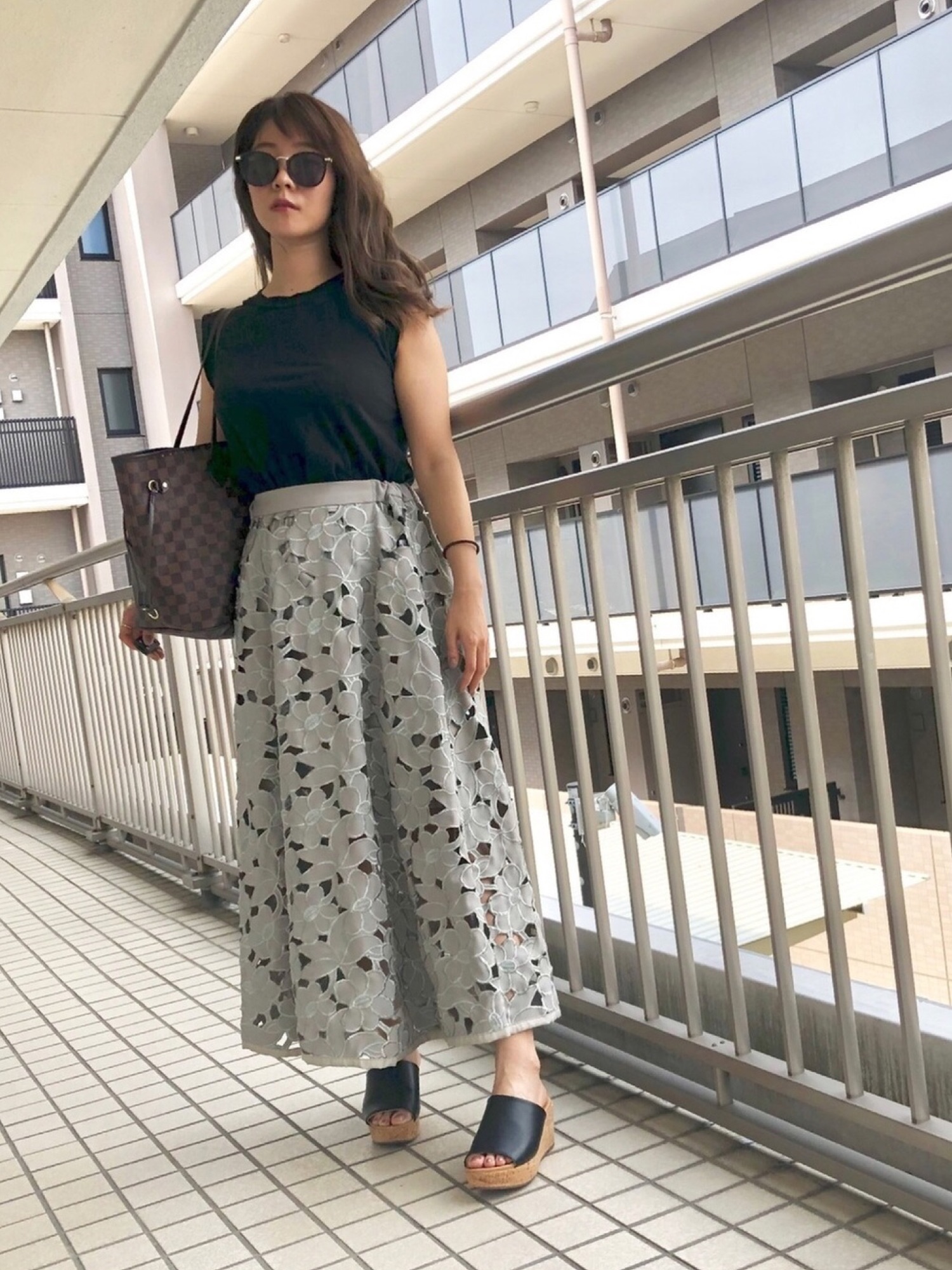 おもち’s Shop VIOLA CUTWORK FLARE SKIRT Ameri（アメリ）の「VIOLA CUTWORK FLARE SKIRT（スカート