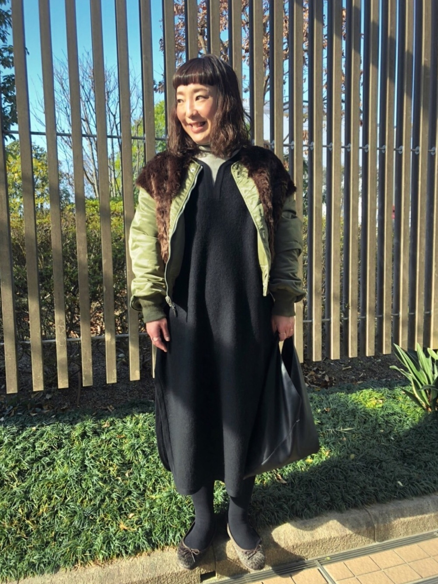 719573 マカフィー MACPHEE ナイロンファーコンビ ノーカラー ブルゾン リバーシブル ブラック 黒 36サイズ MACPHEE（マカフィー）の「ナイロンファーコンビ ノーカラーブルゾン