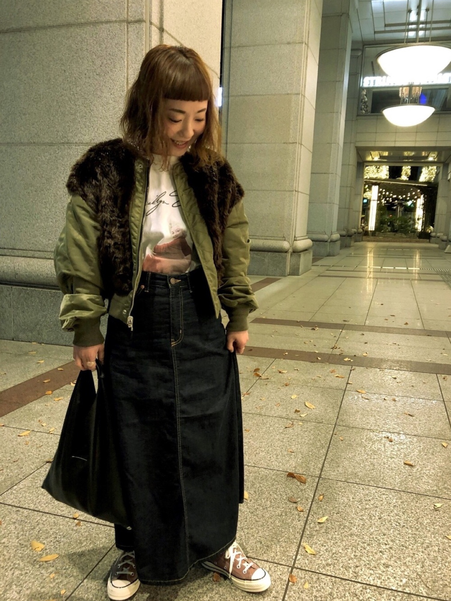 719573 マカフィー MACPHEE ナイロンファーコンビ ノーカラー ブルゾン リバーシブル ブラック 黒 36サイズ MACPHEE（マカフィー）の「ナイロンファーコンビ ノーカラーブルゾン